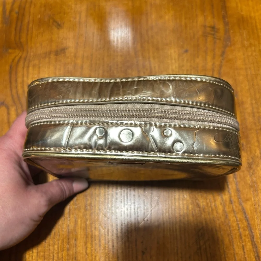 Kate Spade Small Gold Floral Embossed Cosmetic Bag EUC!